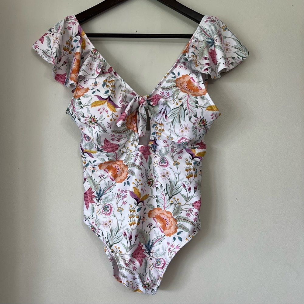 Bahia Do Brasil One Piece Swimsuit Medium Floral Ruffle Cutout By Mia Da Brasil